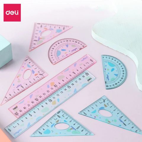 Bộ Thước Học Sinh Màu Lẫn Bộ Deli EH660