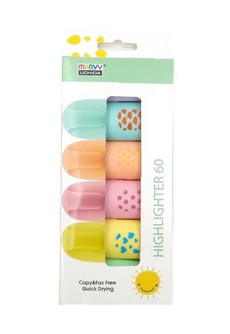 Bộ 6 Bút Dạ Quang Marvy 60 - Màu PASTEL HL60P - 6V