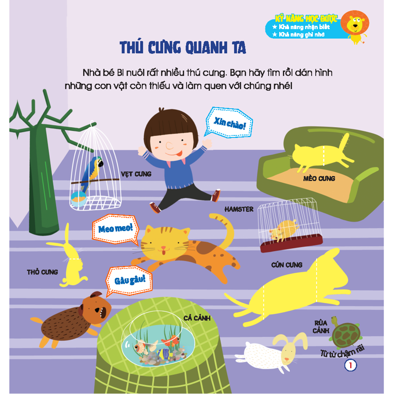 Hoàn Thiện Kỹ Năng 3-7 Tuổi - Bóc Dán Hình Thông Minh - Động Vật Đáng Yêu