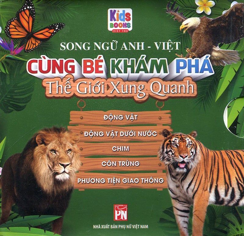 Boxset Cùng Bé Khám Phá Thế Giới Xung Quanh - Động Vật - Động Vật Dưới Nước - Chim - Côn Trùng - Phương Tiện Giao Thông (Song ngữ Anh-Việt) (Bộ 5 cuốn)