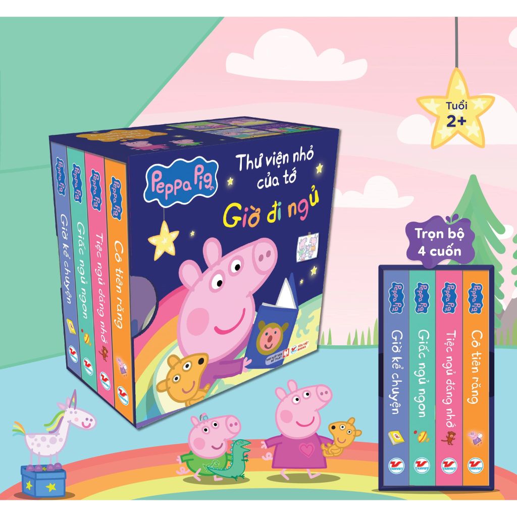 Hộp Sách Peppa Pig - Thư Viện Của Tớ - Thư Viện Nhỏ Của Tớ - Giờ Đi Ngủ (Bộ 4 Cuốn)