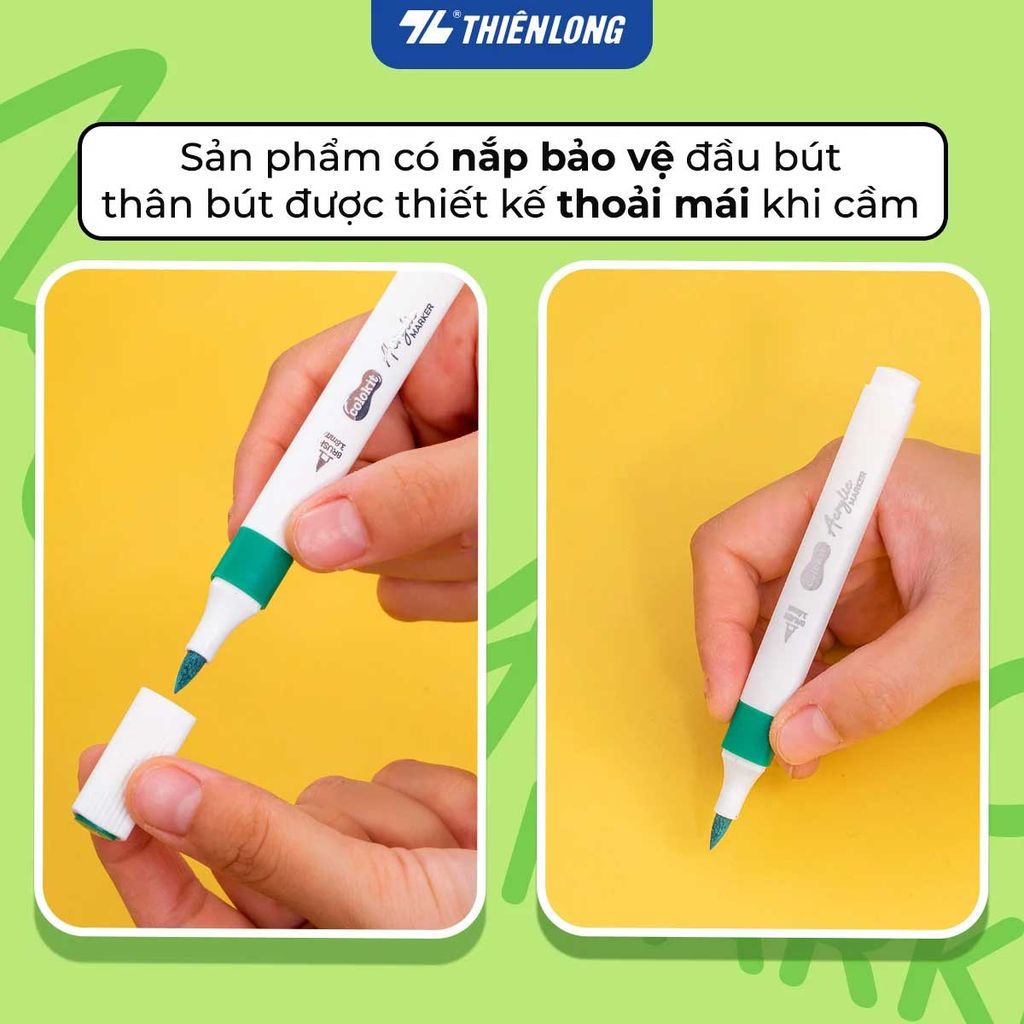 Hộp Bút Lông Màu Acrylic Markers Thiên Long Đầu Brush ACM-C022 36+6 Màu