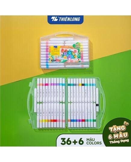 Hộp 36+6 Bút Lông Màu Đầu Brush Thiên Long Acrylic Markers ACM-C022