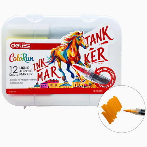 Deli - Hộp 12 Bút Màu Acrylic Marker Mực Lỏng EC199-12