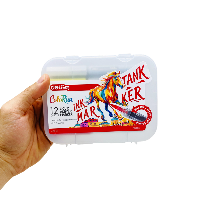 Deli - Hộp 12 Bút Màu Acrylic Marker Mực Lỏng EC199-12