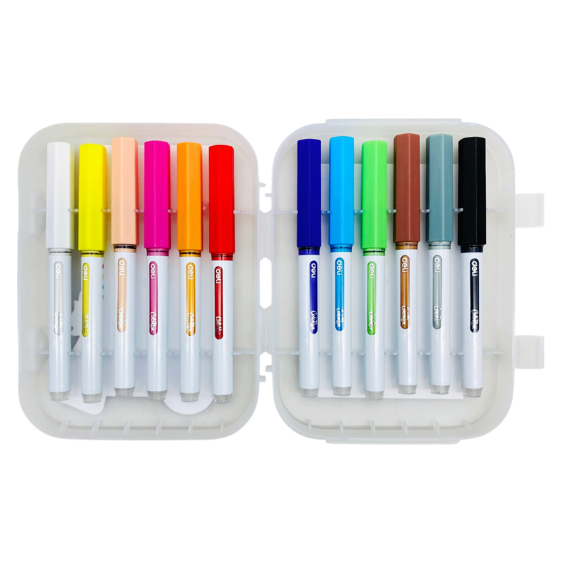 Deli - Hộp 12 Bút Màu Acrylic Marker Mực Lỏng EC199-12