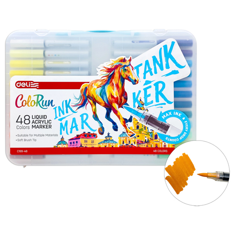 Deli - Hộp 24 Bút Màu Acrylic Marker Mực Lỏng EC199-24
