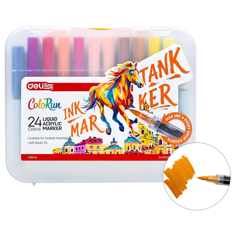 Deli - Hộp 24 Bút Màu Acrylic Marker Mực Lỏng EC199-24