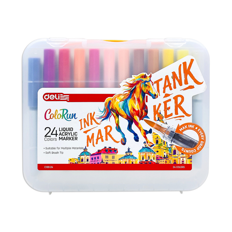 Deli - Hộp 24 Bút Màu Acrylic Marker Mực Lỏng EC199-24