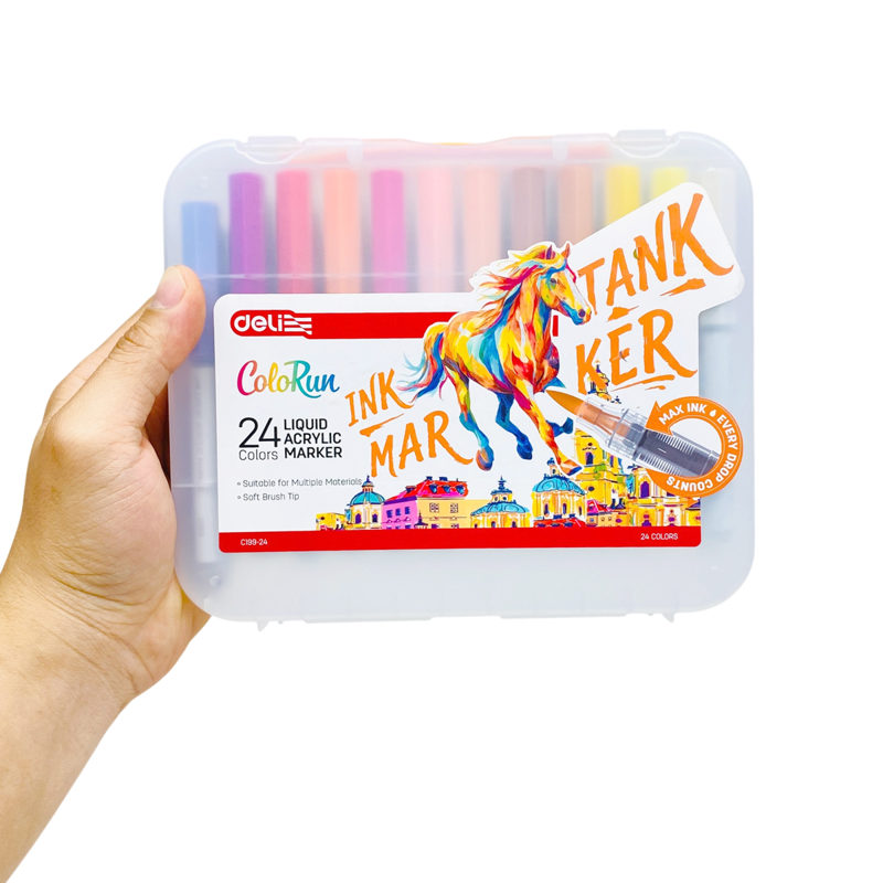 Deli - Hộp 24 Bút Màu Acrylic Marker Mực Lỏng EC199-24