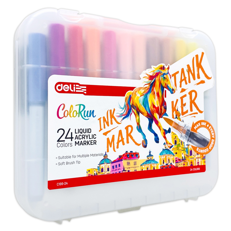Deli - Hộp 24 Bút Màu Acrylic Marker Mực Lỏng EC199-24