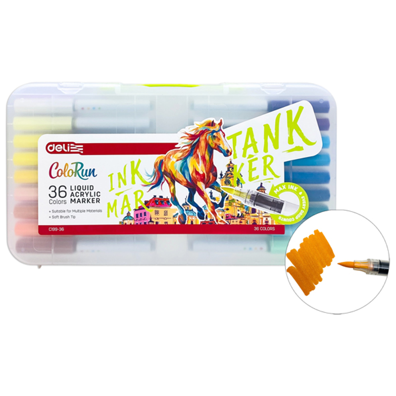 Deli - Hộp 24 Bút Màu Acrylic Marker Mực Lỏng EC199-24