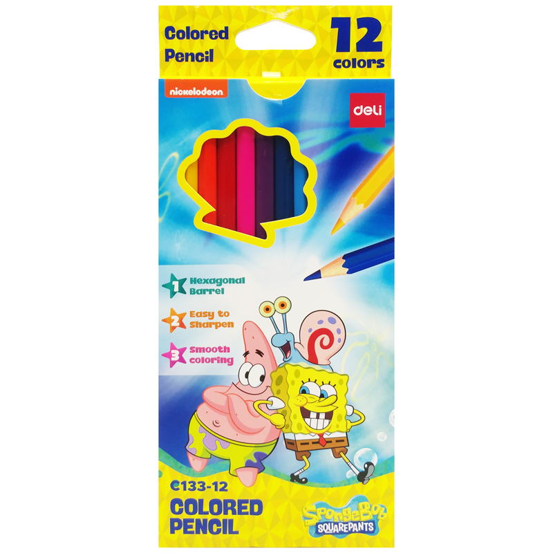 Deli - Hộp 12 Bút Chì Màu Hình Bọt Biển EC133-12