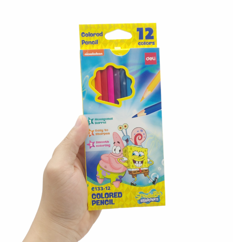 Deli - Hộp 12 Bút Chì Màu Hình Bọt Biển EC133-12