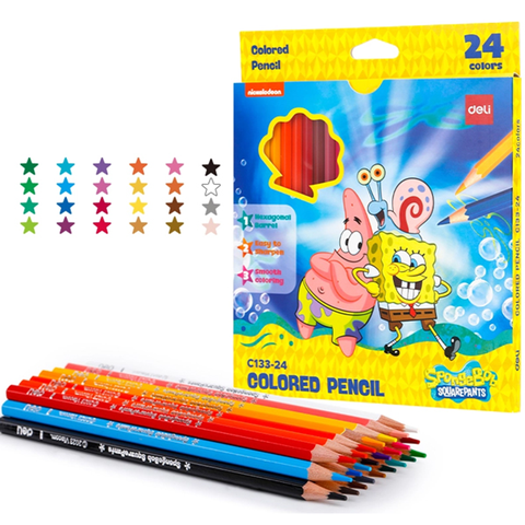 Deli - Hộp 24 Bút Chì Màu Hình Bọt Biển EC133-24