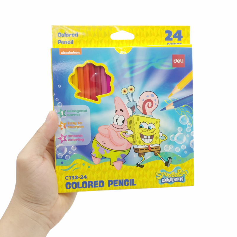 Deli - Hộp 24 Bút Chì Màu Hình Bọt Biển EC133-24