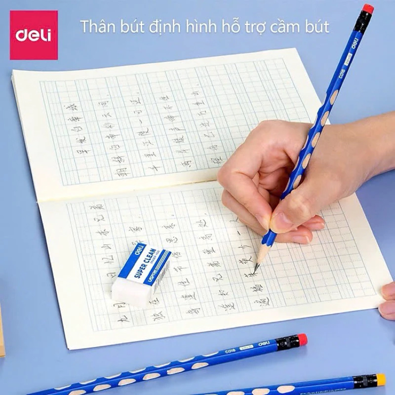 Deli - Bút Chì Lục Giác Màu Xanh EC016-2B