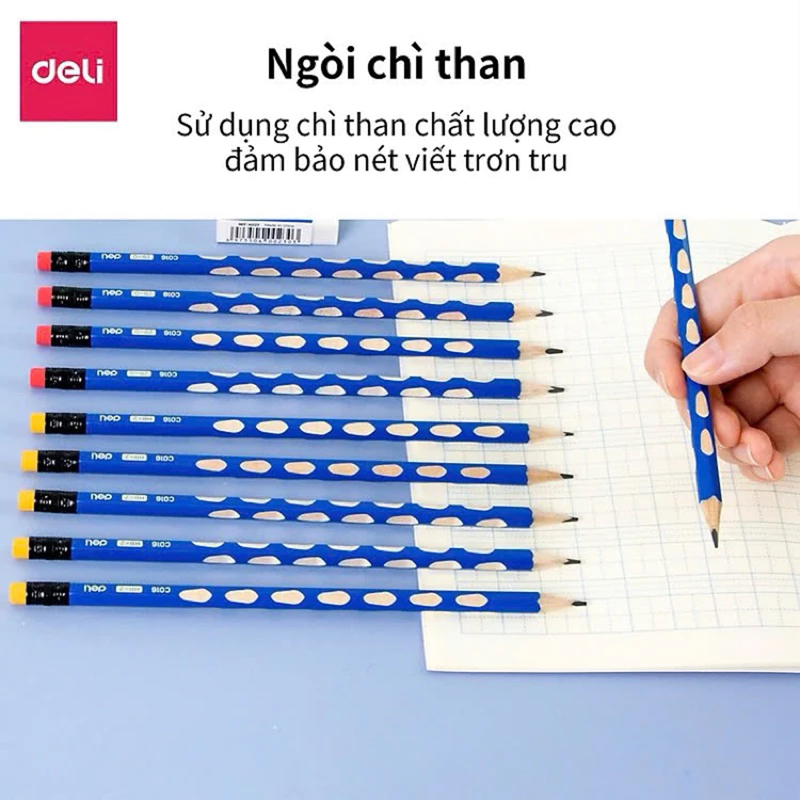 Deli - Bút Chì Lục Giác Màu Xanh EC016-2B