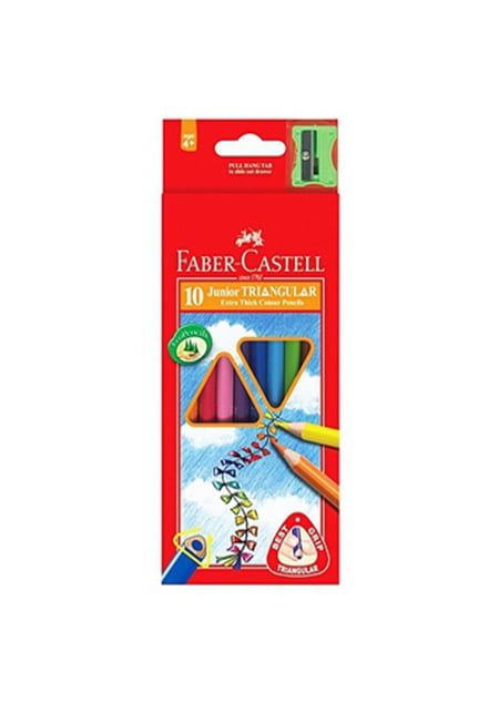 Bút Chì Màu Faber Castell Junior Triangular (Hộp 10 Màu Dài + Chuốt)