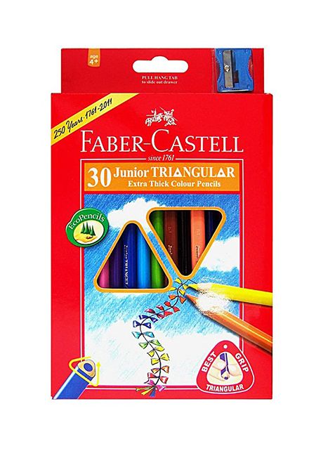 Bút Chì Màu Faber Castell Junior Triangular (Hộp 30 Màu Dài + Chuốt)