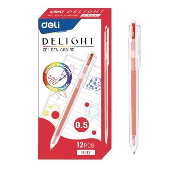 Bút Gel Bấm Deli 0.5mm EG118-PK Màu Hồng