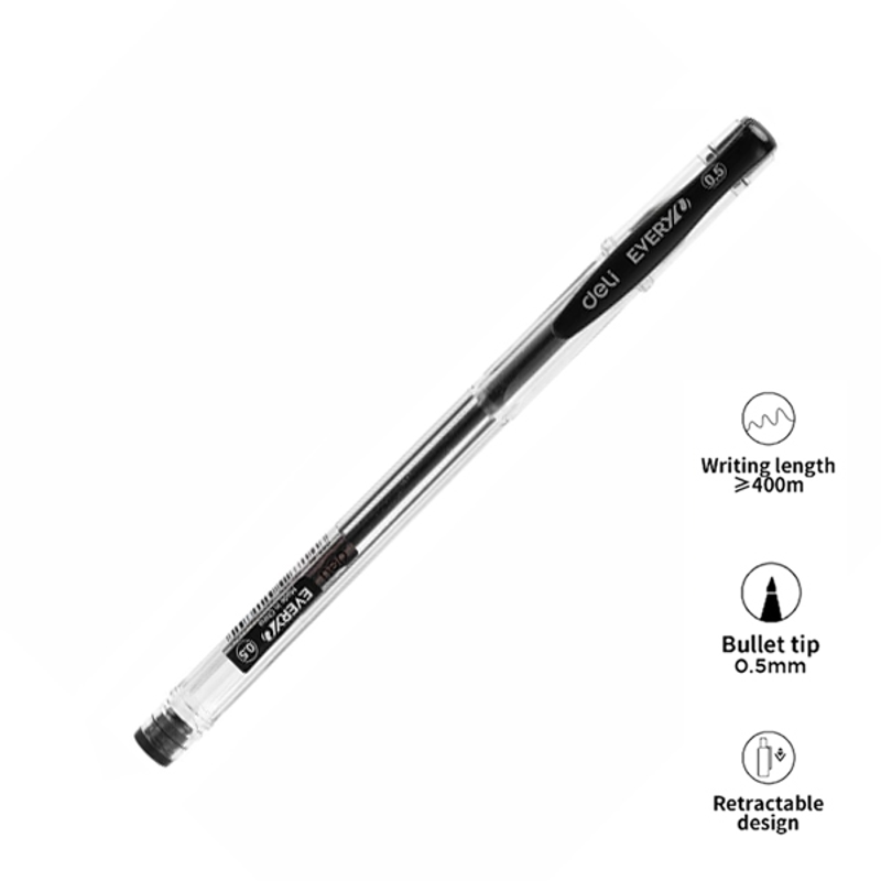 Bút Gel Deli 0.5mm Màu Đen EG65-BK
