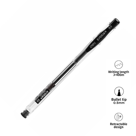 Bút Gel Deli 0.5mm Màu Đen EG65-BK