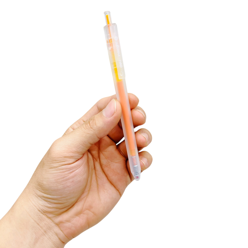 Deli - Bút Gel Bấm 0.5mm Màu Vàng Ấm EG118-LO (12C/HỘP)