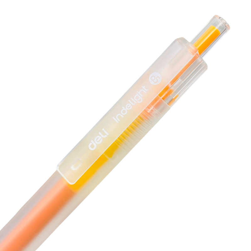 Deli - Bút Gel Bấm 0.5mm Màu Vàng Ấm EG118-LO (12C/HỘP)