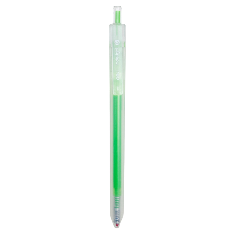 Deli - Bút Gel Bấm 0.5mm Màu Xanh Non EG118-YG (12C/HỘP)