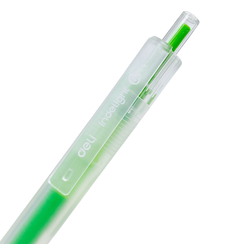 Deli - Bút Gel Bấm 0.5mm Màu Xanh Non EG118-YG (12C/HỘP)