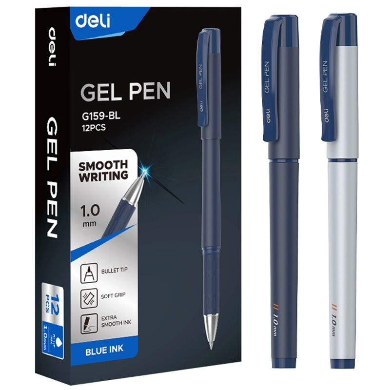Bút Gel Deli Đậy Nắp 1.0mm Màu Xanh EG159-BL