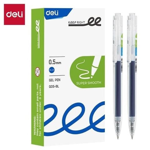 Bút Gel Deli 0.5mm Màu Xanh EG05-BL
