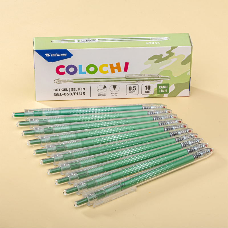 Bút Gel Thiên Long Gel-050/Plus Xanh Lính