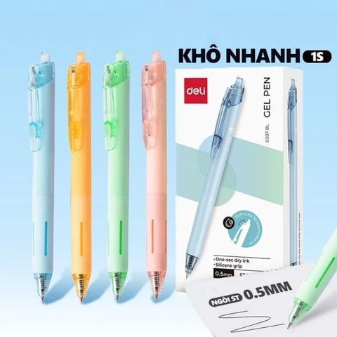 Deli - Bút Gel Nhanh Khô Mực Xanh Ngòi 0.5mm EG337-BL (Giao mẫu ngẫu nhiên)