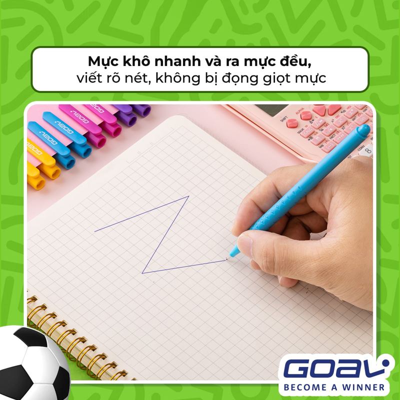 Bút Lông Kim Thiên Long FL-015 Xanh-Cán Vàng Goal