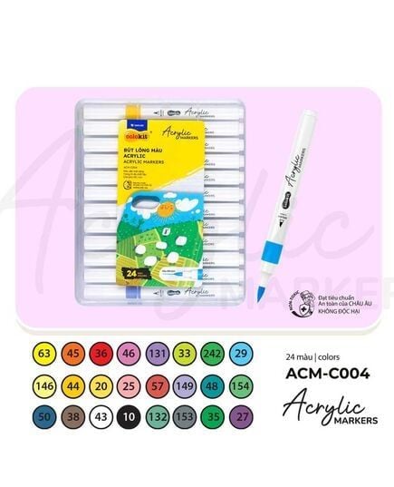 Hộp 24 Bút Lông Màu 1 Đầu Thiên Long Acrylic Markers ACM-C004