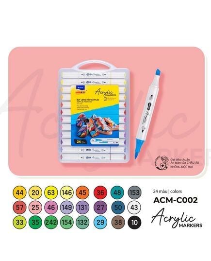 Hộp 24 Bút Lông Màu 2 Đầu Thiên Long Acrylic Markers ACM-C002