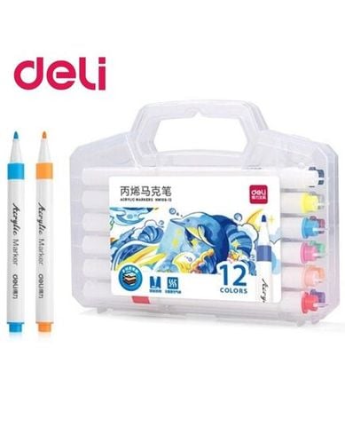 Bút Marker Deli 12 Màu EC189-12 (Hộp 12 màu)