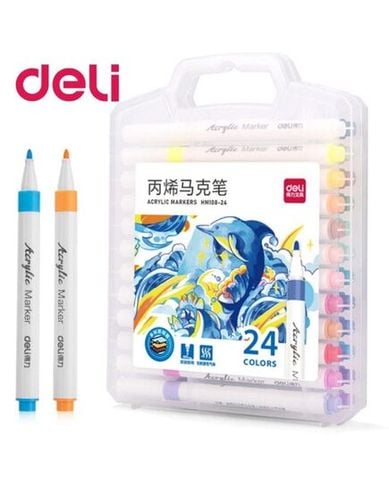 Bút Marker Deli 24 Màu EC189-24 (Hộp 24 màu)