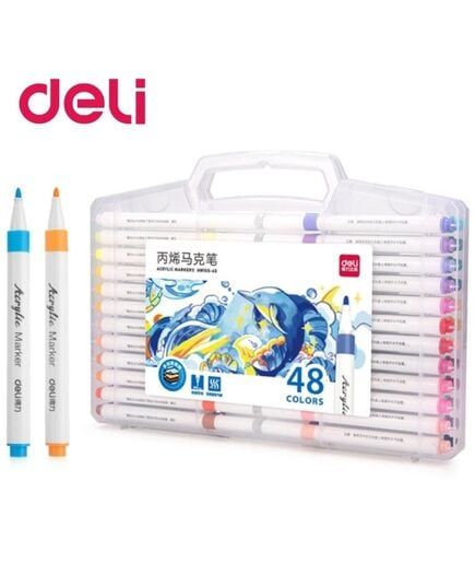 Bút Marker Deli 48 Màu EC189-48 (Hộp 48 màu)