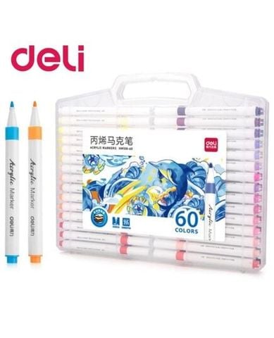Bút Marker Deli 60 Màu EC189-60 (Hộp 60 màu)