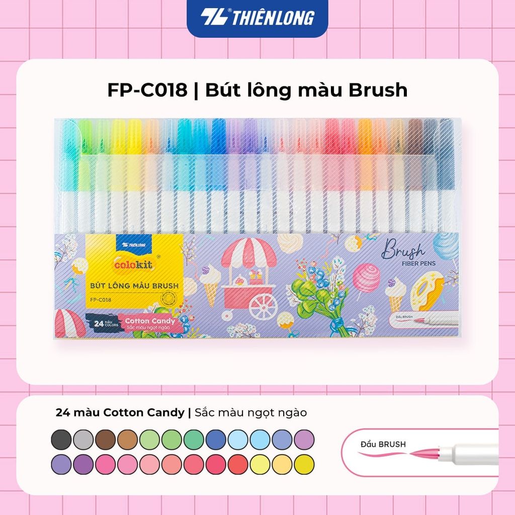 Hộp 24 Bút Lông Màu Thiên Long Colokit FP-C018 Cotton Candy