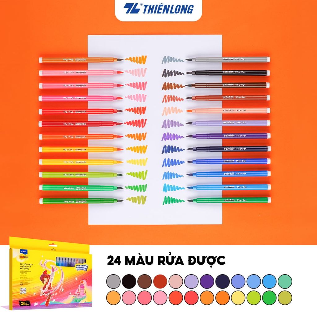 Hộp 24 Bút Lông Màu Rửa Được Thiên Long Colokit SWM-C011/AK