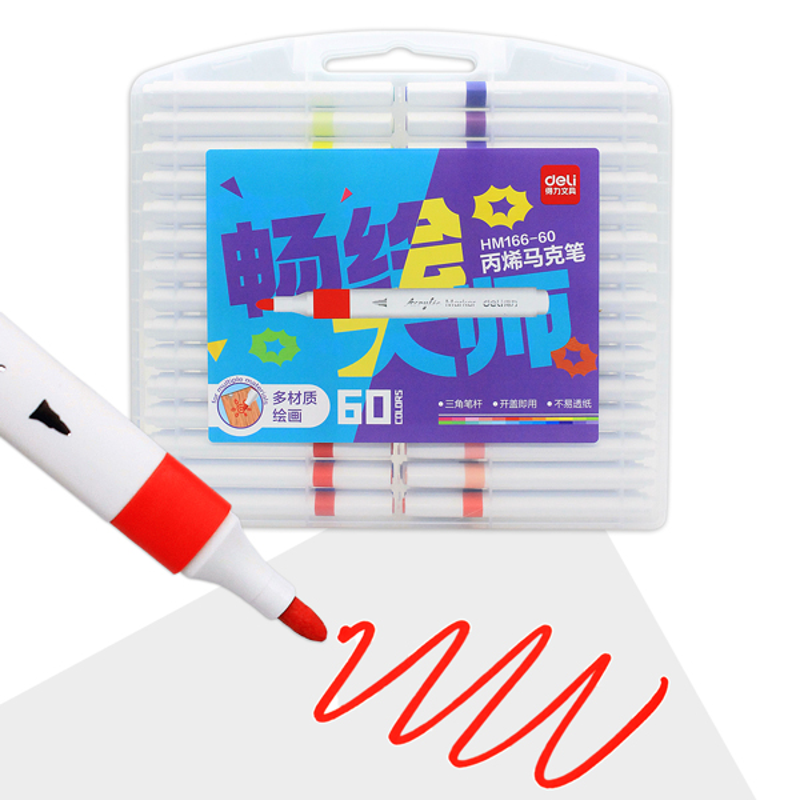 Deli - Hộp Bút Marker Acrylic 12 Màu/Hộp HM166-12