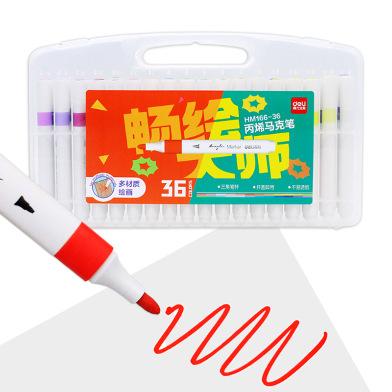 Deli - Hộp Bút Marker Acrylic 12 Màu/Hộp HM166-12