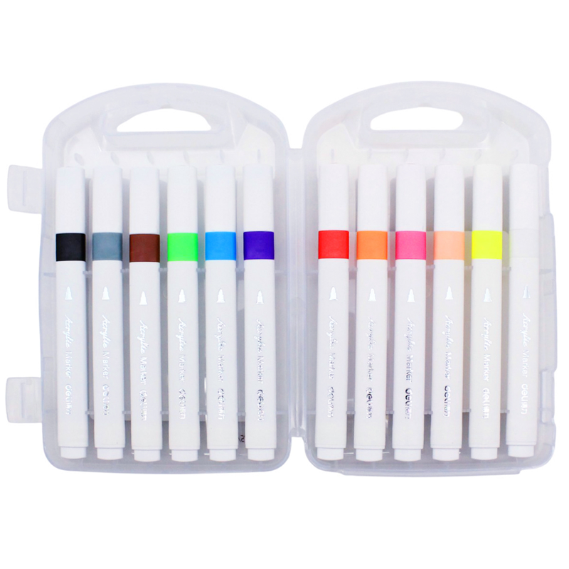 Deli - Hộp Bút Marker Acrylic 12 Màu/Hộp HM166-12