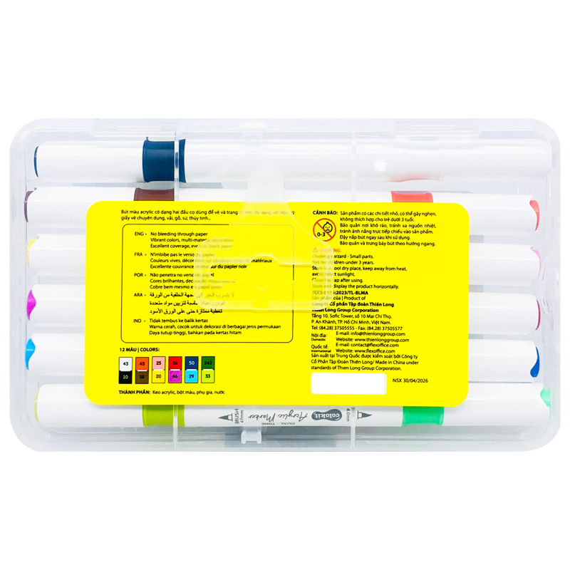 Bút Màu Colokit Acrylic 2 Đầu 2 Màu ACM-C028 12 Màu