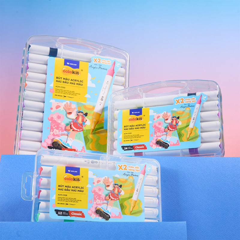 Bút Màu Colokit Acrylic 2 Đầu 2 Màu ACM-C028 12 Màu