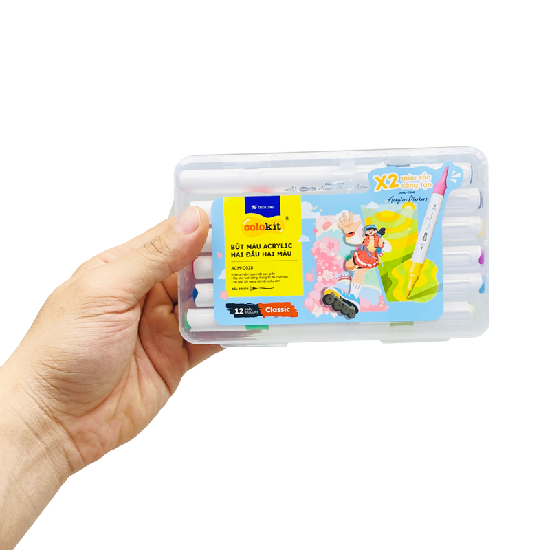 Bút Màu Colokit Acrylic 2 Đầu 2 Màu ACM-C028 12 Màu